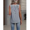 Zeagoo Womens Tank Tops Summer Sleeveless Loose Fit Tops V Neck Pleated Shirts Basic Tees Dressy Casual Trendy Clothes(Dh62-flower Gray)