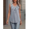 Zeagoo Womens Tank Tops Summer Sleeveless Loose Fit Tops V Neck Pleated Shirts Basic Tees Dressy Casual Trendy Clothes(Dh62-flower Gray)
