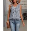 Zeagoo Womens Tank Tops Summer Sleeveless Loose Fit Tops V Neck Pleated Shirts Basic Tees Dressy Casual Trendy Clothes(Dh62-flower Gray)