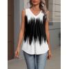 Zeagoo Womens Tank Tops Summer Sleeveless Loose Fit Tops V Neck Pleated Shirts Basic Tees Dressy Casual Trendy Clothes(Jb204-black and White)