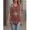 Zeagoo Womens Tank Tops Summer Sleeveless Loose Fit Tops V Neck Pleated Shirts Basic Tees Dressy Casual Trendy Clothes(Mz870-red Print)