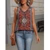 Zeagoo Womens Tank Tops Summer Sleeveless Loose Fit Tops V Neck Pleated Shirts Basic Tees Dressy Casual Trendy Clothes(Mz870-red Print)