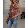 Zeagoo Womens Tank Tops Summer Sleeveless Loose Fit Tops V Neck Pleated Shirts Basic Tees Dressy Casual Trendy Clothes(Mz870-red Print)