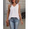 Zeagoo Womens Tank Tops Summer Sleeveless Loose Fit Tops V Neck Pleated Shirts Basic Tees Dressy Casual Trendy Clothes(White)