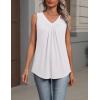 Zeagoo Womens Tank Tops Summer Sleeveless Loose Fit Tops V Neck Pleated Shirts Basic Tees Dressy Casual Trendy Clothes(White)