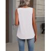 Zeagoo Womens Tank Tops Summer Sleeveless Loose Fit Tops V Neck Pleated Shirts Basic Tees Dressy Casual Trendy Clothes(White)