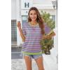 Zeagoo Womens Tops Casual Oversized Short Sleeve Sweatshirt Summer Striped Shirt Crewneck Pullover Loose T Shirts Blouse(A Pink-green)