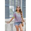 Zeagoo Womens Tops Casual Oversized Short Sleeve Sweatshirt Summer Striped Shirt Crewneck Pullover Loose T Shirts Blouse(A Pink-green)