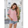 Zeagoo Womens Tops Casual Oversized Short Sleeve Sweatshirt Summer Striped Shirt Crewneck Pullover Loose T Shirts Blouse(A Pink-white)