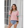 Zeagoo Womens Tops Casual Oversized Short Sleeve Sweatshirt Summer Striped Shirt Crewneck Pullover Loose T Shirts Blouse(A Pink-white)