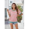 Zeagoo Womens Tops Casual Oversized Short Sleeve Sweatshirt Summer Striped Shirt Crewneck Pullover Loose T Shirts Blouse(A Pink-white)