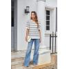 Zeagoo Womens Tops Casual Oversized Short Sleeve Sweatshirt Summer Striped Shirt Crewneck Pullover Loose T Shirts Blouse(A White-black)