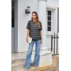 Zeagoo Womens Tops Casual Oversized Short Sleeve Sweatshirt Summer Striped Shirt Crewneck Pullover Loose T Shirts Blouse(Black-white1)