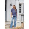 Zeagoo Womens Tops Casual Oversized Short Sleeve Sweatshirt Summer Striped Shirt Crewneck Pullover Loose T Shirts Blouse(Blue-white)