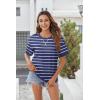 Zeagoo Womens Tops Casual Oversized Short Sleeve Sweatshirt Summer Striped Shirt Crewneck Pullover Loose T Shirts Blouse(Blue-white)
