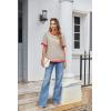 Zeagoo Womens Tops Casual Oversized Short Sleeve Sweatshirt Summer Striped Shirt Crewneck Pullover Loose T Shirts Blouse(Caramel-white)