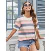 Zeagoo Womens Tops Casual Oversized Short Sleeve Sweatshirt Summer Striped Shirt Crewneck Pullover Loose T Shirts Blouse(Color Stripes 1)