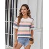 Zeagoo Womens Tops Casual Oversized Short Sleeve Sweatshirt Summer Striped Shirt Crewneck Pullover Loose T Shirts Blouse(Color Stripes 1)