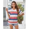 Zeagoo Womens Tops Casual Oversized Short Sleeve Sweatshirt Summer Striped Shirt Crewneck Pullover Loose T Shirts Blouse(Color Stripes 2)