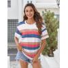 Zeagoo Womens Tops Casual Oversized Short Sleeve Sweatshirt Summer Striped Shirt Crewneck Pullover Loose T Shirts Blouse(Color Stripes 2)