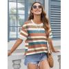 Zeagoo Womens Tops Casual Oversized Short Sleeve Sweatshirt Summer Striped Shirt Crewneck Pullover Loose T Shirts Blouse(Color Stripes 3)