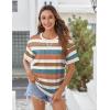 Zeagoo Womens Tops Casual Oversized Short Sleeve Sweatshirt Summer Striped Shirt Crewneck Pullover Loose T Shirts Blouse(Color Stripes 3)