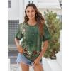 Zeagoo Womens Tops Casual Oversized Short Sleeve Sweatshirt Summer Striped Shirt Crewneck Pullover Loose T Shirts Blouse(Green Floral)