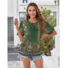 Zeagoo Womens Tops Casual Oversized Short Sleeve Sweatshirt Summer Striped Shirt Crewneck Pullover Loose T Shirts Blouse(Green Floral)