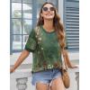 Zeagoo Womens Tops Casual Oversized Short Sleeve Sweatshirt Summer Striped Shirt Crewneck Pullover Loose T Shirts Blouse(Green Floral)
