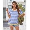 Zeagoo Womens Tops Casual Oversized Short Sleeve Sweatshirt Summer Striped Shirt Crewneck Pullover Loose T Shirts Blouse(Light Blue)