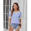 Zeagoo Womens Tops Casual Oversized Short Sleeve Sweatshirt Summer Striped Shirt Crewneck Pullover Loose T Shirts Blouse(Light Blue)