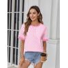 Zeagoo Womens Tops Casual Oversized Short Sleeve Sweatshirt Summer Striped Shirt Crewneck Pullover Loose T Shirts Blouse(Pink Stripes)