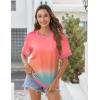 Zeagoo Womens Tops Casual Oversized Short Sleeve Sweatshirt Summer Striped Shirt Crewneck Pullover Loose T Shirts Blouse(Rainbow Floral)