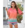 Zeagoo Womens Tops Casual Oversized Short Sleeve Sweatshirt Summer Striped Shirt Crewneck Pullover Loose T Shirts Blouse(Rainbow Floral)