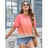 Zeagoo Womens Tops Casual Oversized Short Sleeve Sweatshirt Summer Striped Shirt Crewneck Pullover Loose T Shirts Blouse(Rainbow Floral)