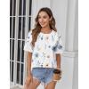 Zeagoo Womens Tops Casual Oversized Short Sleeve Sweatshirt Summer Striped Shirt Crewneck Pullover Loose T Shirts Blouse(White Floral)