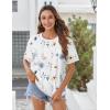 Zeagoo Womens Tops Casual Oversized Short Sleeve Sweatshirt Summer Striped Shirt Crewneck Pullover Loose T Shirts Blouse(White Floral)