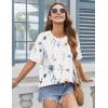 Zeagoo Womens Tops Casual Oversized Short Sleeve Sweatshirt Summer Striped Shirt Crewneck Pullover Loose T Shirts Blouse(White Floral)