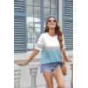 Zeagoo Womens Tops Casual Oversized Short Sleeve Sweatshirt Summer Striped Shirt Crewneck Pullover Loose T Shirts Blouse(White Gray Blue)