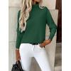 Zeagoo Women’s Turtleneck Sweater Long Sleeve Spilt Hem Casual Knit Pullover Chunky Fall Winter Jumper Top 2026(Green)