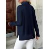 Zeagoo Women’s Turtleneck Sweater Long Sleeve Spilt Hem Casual Knit Pullover Chunky Fall Winter Jumper Top 2026(Navy Blue)