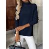 Zeagoo Women’s Turtleneck Sweater Long Sleeve Spilt Hem Casual Knit Pullover Chunky Fall Winter Jumper Top 2026(Navy Blue)