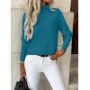 Zeagoo Women’s Turtleneck Sweater Long Sleeve Spilt Hem Casual Knit Pullover Chunky Fall Winter Jumper Top 2026(Peacock Blue)