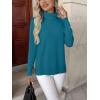 Zeagoo Women’s Turtleneck Sweater Long Sleeve Spilt Hem Casual Knit Pullover Chunky Fall Winter Jumper Top 2026(Peacock Blue)