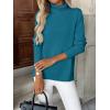 Zeagoo Women’s Turtleneck Sweater Long Sleeve Spilt Hem Casual Knit Pullover Chunky Fall Winter Jumper Top 2026(Peacock Blue)