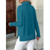 Zeagoo Women’s Turtleneck Sweater Long Sleeve Spilt Hem Casual Knit Pullover Chunky Fall Winter Jumper Top 2026(Peacock Blue)