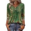 Zeagoo 3/4 Length Sleeve Womens Tops Dressy Casual 2026 V Neck T Shirts Blouses Floral Summer Business Work Basic Tees(Green Ethnic Print)