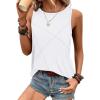 Zeagoo Beach Vacation Clothes for Women Pleated High Neck Flowy Sleeveless Tank Tops Summer Loose Fit Tunic Blouses(White)