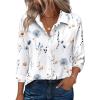 Zeagoo Button Down Shirts for Women 3/4 Sleeve Tops V Neck Collared Blouses Business Casual Outfits S-2XL(Bf290)