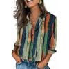 Zeagoo Button Down Shirts for Women 3/4 Sleeve Tops V Neck Collared Blouses Business Casual Outfits S-2XL(Cx289)